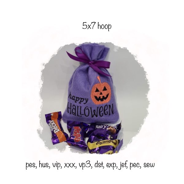 Halloween chocolate treat Bags Embroidery Design in the hoop