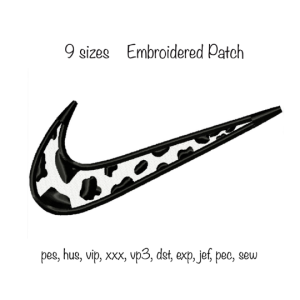 Digital Download 9 sizes cow print swoosh Trendy fill Fashion Sneaker sport shoe Machine Embroidery Design in all popular formats