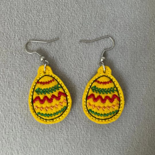 Instant Download Felt or Vinyl Cute Easter Egg Earrings Machine Embroidery Design in multiple formats in the hoop spring holidays
