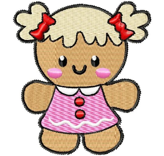 Instant Download 5 sizes fill stitch Gingerbread man girl Christmas cookies Machine Embroidery Design in all formats festive pattern