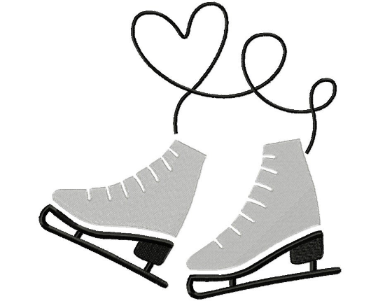Digital Download 7 sizes Ice Skating love fill Machine Embroidery Design in all popular formats Fashion sport shoe winter skate