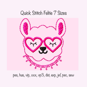 Instant Download Lama Alpaca quick stitch Feltie 7 sizes from tiny 30mm outline Machine Embroidery Design in all formats in the hoop pattern