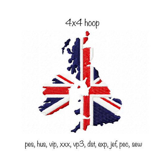 Digital Download British map Union Jack UK flag London Machine Embroidery pattern Design, multiple formats