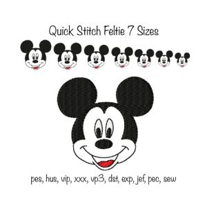 Instant Download Mickey Mouse quick stitch Feltie outline Machine Embroidery Design in multiple formats in the hoop