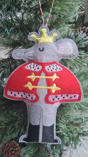 Digital Download 5 sizes Felt Nutcracker Mouse King in the hoop Christmas Ornament tree decorations Machine Embroidery Design in all formats
