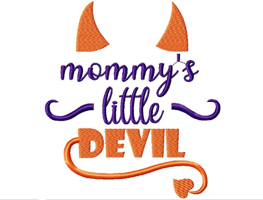 Digital Download Mommy's little Devil funny Halloween Embroidery Design 4 sizes in all formats autumn fall trick or treat spooky baby boy