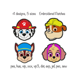 Instant Download Bundle of 4 designs 5 sizes Cartoon Dog paw Iron on / Sew on Patch Machine Embroidery Design in multiple formats