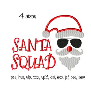 Santa Squad Top Hoody Sweatshirt Machine embroidery design Christmas