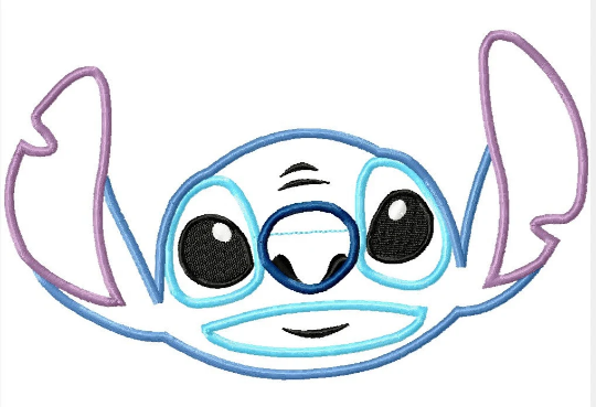 Instant Download 5 sizes Blue Alien Stitch Lilo Cartoon Monster Head Applique Machine Embroidery Design in multiple formats towel decor