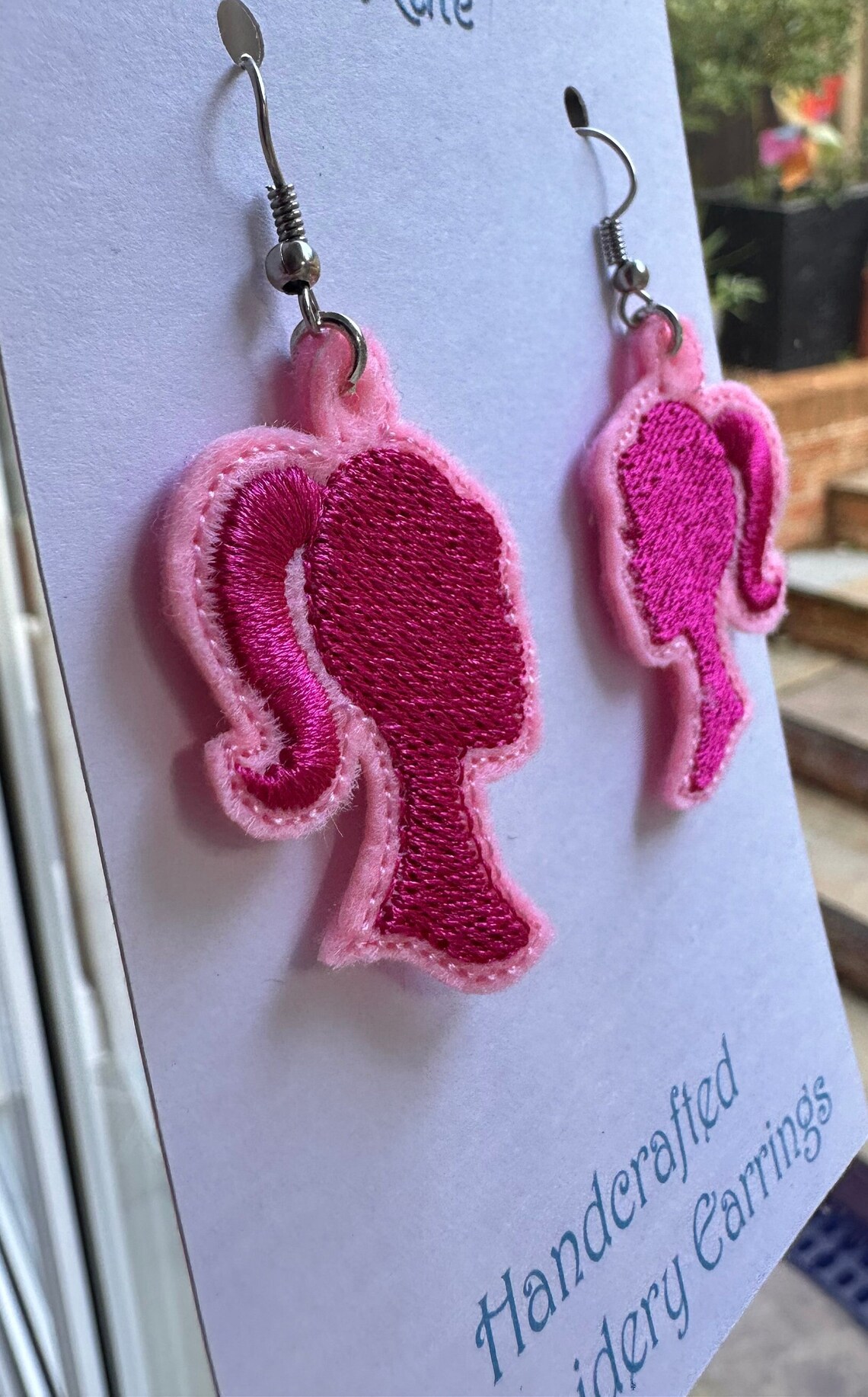 Barbie doll silhouette earrings machine embroidery Barbie doll silhouette earrings machine embroidery